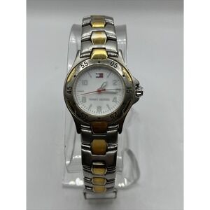 Vintage Tommy Hilfiger F80008 Silver Tone Quartz Wrist Watch- New Battery